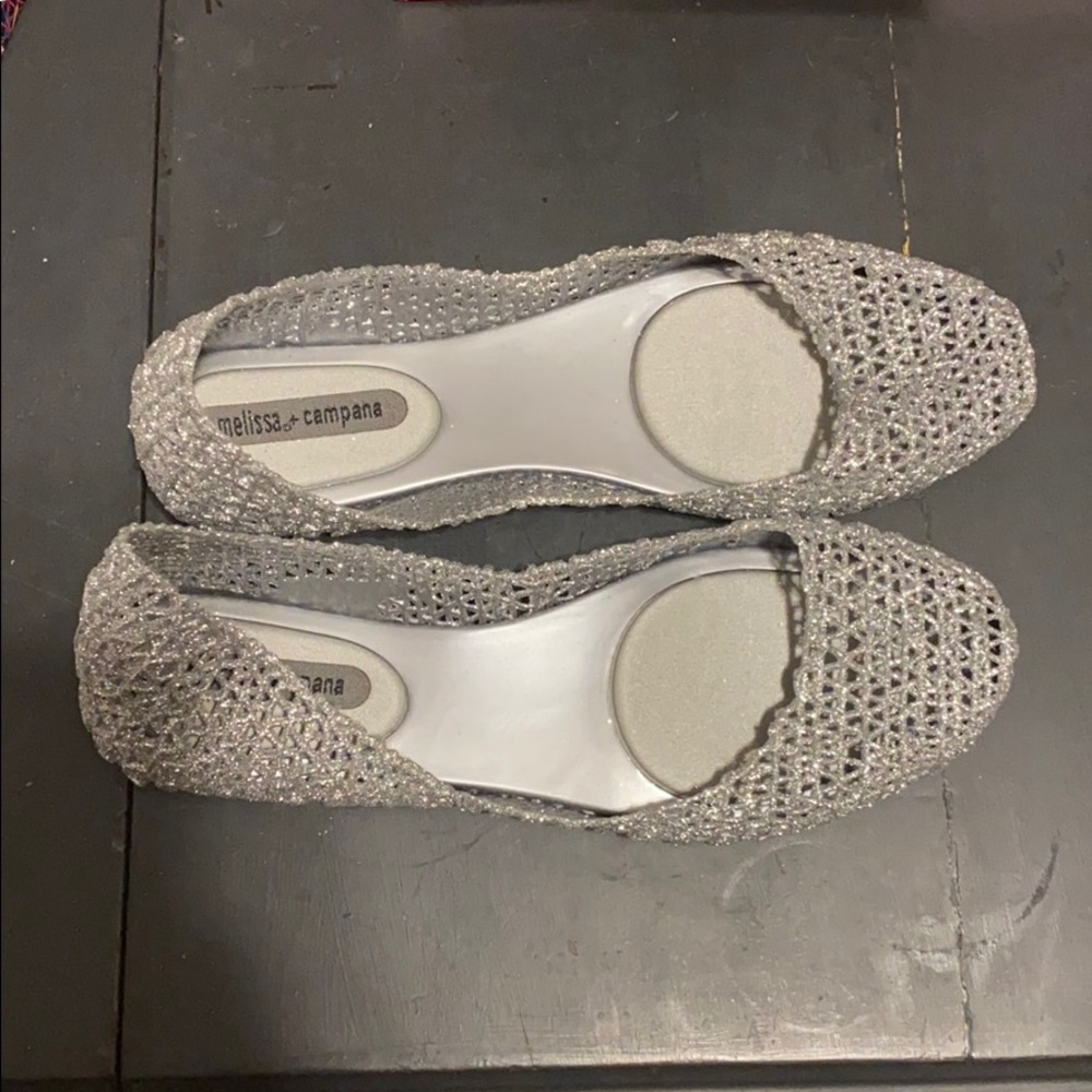Melissa metallic silver jelly ballet flats
